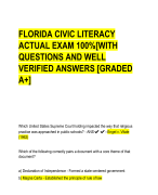 FLORIDA CIVIC LITERACY  ACTUAL EXAM 100%[WITH  QUESTIONS AND WELL  VERIFIED ANSWERS [GRADED A+]