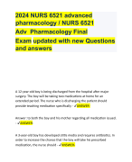 2024 NURS 6521 advanced  pharmacology / NURS 6521  Adv Pharmacology Final  Exam 