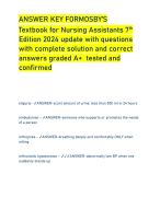 ANSWER KEY FORMOSBY’S  Textbook for Nursing Assistants 7th Edition 2024