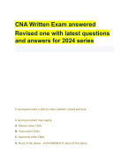 CNA Written Exam answered  Revised one with latest questions  and answers for 2024