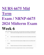 NURS 6675 Mid  Term  Exam / NRNP-6675  2024 Midterm Exam  Week 6
