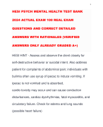 HESI PSYCH MENTAL HEALTH TEST BANK 2024 ACTUAL EXAM 100 REAL EXAM QUESTIONS AND CORRECT DETAILED ANSWERS WITH RATIONALES (VERIFIED ANSWERS ONLY ALREADY GRADED A+)