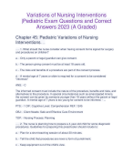 Variations of Nursing Interventions  |Pediatric Exam Questions and Correct  Answers 2024 Rated A+