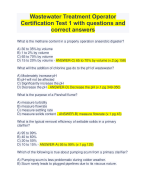 Wastewater Treatment Operator Certification Test bundle with 2 items 2023  questions and correct answers graded a