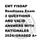 EMT FISDAP  Readiness Exam  2 QUESTIONS  AND VALID  ANSWERS WITH  RATIONALES  2024//GRADED A+