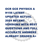 OCR GCE PHYSICS A  H156 LATEST  UPDATED ACTUAL  2024 RECENT  VERSIONS WITH BEST  QUESTIONS AND FULL  ACCURATE ANSWERS  ALREADY GRADED A+