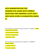 RCFE ADMINISTRATION TEST EXAM(ACTUAL EXAM) WITH CORRECT QUESTIONS AND ANSWERS LATEST 2024 – 2025 GOOD SCORE IS GUARANTEED GRADE A+   