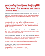American Red Cross Lifeguarding Exam 2024  Update | Lifeguard American Red Cross Actual Exam 2024 Questions and Correct  Answers Rated A+ | Verified American Red Cross Lifeguarding Exam 2024  Quiz with Accurate Solutions Aranking Allpass