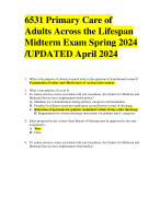6531 Primary Care of  Adults Across the Lifespan  Midterm Exam Spring 2024 /UPDATED April 2024