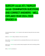 NURS319 vocab ATI / NURS319  vocab EXAMINATION QUESTIONS  AND CORRECT ANSWERS WELL  EXPLAIED YEAR 2024 /2025  GRADED A+