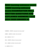 HESI (nursing entrance exam) / HESI (nursing entrance  exam) EXAMINATION WELL  WRITTEN QUESTIONS AND  EXPLAINED ANSWERS YEAR  2024 /2025 GRADED A+