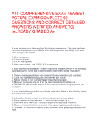 ATI COMPREHENSIVE EXAM NEWEST  ACTUAL EXAM COMPLETE 90  QUESTIONS AND CORRECT DETAILED  ANSWERS (VERIFIED ANSWERS)  |ALREADY GRADED A+