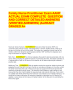 Family Nurse Practitioner Exam AANP ACTUAL EXAM COMPLETE QUESTION  AND CORRECT DETAILED ANSWERS  (VERIFIED ANSWERS) |ALREADY  GRADED A+