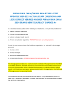 AHIMA RHIA EXAM/AHIMA RHIA EXAM LATEST UPDATES 2024-2025 ACTUAL EXAM QUESTIONS AND 100% CORRECT VERIFIED ANSWER AHIMA RHIA EXAM 2024 BRAND NEW!!!|ALREADY GRADED A+