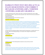 BARKLEY POST-TEST 2023-2024 ACTUAL  EXAM 140 QUESTIONS AND CORRECT  DETAILED ANSWERS (100% VERIFIED  ANSWERS) |ALREADY GRADED A+ 