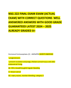 NSG 222 FINAL EXAM EXAM (ACTUAL EXAM) WITH CORRECT QUESTIONS  WELL ANSWERED ANSWERS WITH GOOD GRADE GUARANTEED LATEST 2024 – 2025 ALREADY GRADED A+   