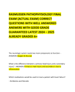 RASMUSSEN PATHOPHYSIOLOGY FINAL EXAM (ACTUAL EXAM) CORRECT QUESTIONS WITH WELL ANSWERED ANSWERS WITH GOOD GRADE GUARANTEED LATEST 2024 – 2025 ALREADY GRADED A+       