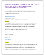 CRITICAL CARE HESI EXIT EXAM 2023-2024 ACTUAL  EXAM ALL 140 QUESTIONS AND CORRECT  ANSWERS|ALREADY GRADED A+
