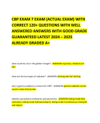CBP EXAM 7 EXAM (ACTUAL EXAM) WITH CORRECT 120+ QUESTIONS WITH WELL ANSWERED ANSWERS WITH GOOD GRADE GUARANTEED LATEST 2024 – 2025 ALREADY GRADED A+ 