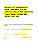 CBP EXAM 1 (ACTUAL EXAM) WITH CORRECT  QUESTIONS WITH WELL ANSWERED ANSWERS WITH GOOD GRADE GUARANTEED LATEST 2024 – 2025 ALREADY GRADED A+ 