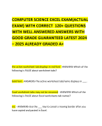 COMPUTER SCIENCE EXCEL EXAM(ACTUAL EXAM) WITH CORRECT  120+ QUESTIONS WITH WELL ANSWERED ANSWERS WITH GOOD GRADE GUARANTEED LATEST 2024 – 2025 ALREADY GRADED A+ 