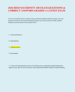 2024 HESI MATERNITY OB EXAM QUESTIONS &  CORRECT ANSWERS GRADED A LATEST EXAM