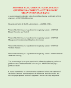 2024 OSHA BASIC ORIENTATION PLUS EXAM  QUESTIONS & CORRECT ANSWERS / BASIC  ORIENTATION PLUS EXAM