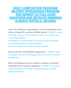 BODY COMPOSITION PROGRAM/  MILITARY APPEARANCE PROGRAM  2024 NEWEST ACTUAL EXAM  QUESTIONS AND DETAILED ANSWERS  ALREADY RATED A+.REVISED
