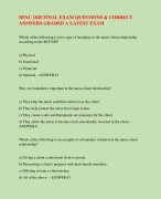 BSNC 1020 FINAL EXAM QUESTIONS & CORRECT  ANSWERS GRADED A LATEST EXAM