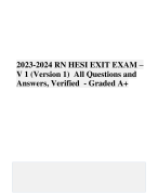2023-2024 RN HESI EXIT EXAM – V 1 (Version 1) All Questions and Answers, Verified - Graded A+