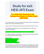 ALL HESI EXIT Questions and Answers Test Bank; A+ Rated Guide (2023/2024)