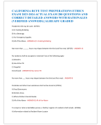 CALIFORNIA RCFE TEST PREPERATIONS ETHICS  EXAM 2023-2024 ACTUAL EXAM 280 QUESTIONS AND  CORRECT DETAILED ANSWERS WITH RATIONALES  (VERIFIED ANSWERS) |ALREADY GRADED 