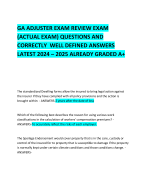GA ADJUSTER EXAM REVIEW EXAM (ACTUAL EXAM) QUESTIONS AND CORRECTLY  WELL DEFINED ANSWERS LATEST 2024 – 2025 ALREADY GRADED A+ 