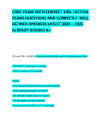 CISEC EXAM WITH CORRECT 100+ (ACTUAL EXAM) QUESTIONS AND CORRECTLY  WELL DEFINED ANSWERS LATEST 2024 – 2025 ALREADY GRADED A+       
