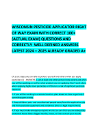 WISCONSIN PESTICIDE APPLICATOR RIGHT OF WAY EXAM WITH CORRECT 100+ (ACTUAL EXAM) QUESTIONS AND CORRECTLY  WELL DEFINED ANSWERS LATEST 2024 – 2025 ALREADY GRADED A+  