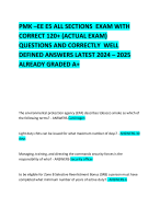 PMK –EE E5 ALL SECTIONS  EXAM WITH CORRECT 120+ (ACTUAL EXAM) QUESTIONS AND CORRECTLY  WELL DEFINED ANSWERS LATEST 2024 – 2025 ALREADY GRADED A+ 