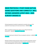 SNHD PROTOCOLS  STUDY EXAM (ACTUAL EXAM) QUESTIONS AND CORRECTLY  WELL DEFINED ANSWERS LATEST 2024 – 2025 ALREADY GRADED A+ 