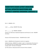 CHEM PHYS EXAM LATEST 2024/2025  ACTUAL UPDATED QUESTIONS AND  CORRECT VERIFIED ANSWERS |GRADED A+