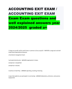 ACCOUNTING EXIT EXAM /  ACCOUNTING EXIT EXAM Exam Exam questions and  well explained answers year  2