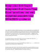 Integration Exit Exam /  Integration Exit Exam Final  Exam questions and well  explained answers yea