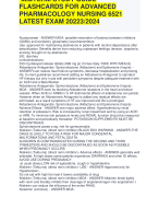 MIDTERM STUDY GUIDE  FLASHCARDS FOR ADVANCED  PHARMACOLOGY NURSING 6521 LATEST EXAM 20223/2024