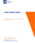 Take Home-Toets Cross-culturele en grootstedelijke psychologie (geslaagd met 12/15)