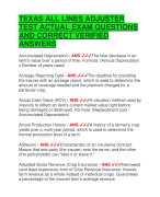 TEXAS ALL LINES ADJUSTER  TEST ACTUAL EXAM QUESTIONS  AND CORRECT VERIFIED  ANSWERS
