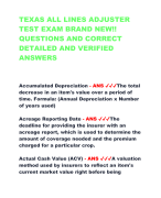 TEXAS ALL LINES ADJUSTER  TEST EXAM BRAND NEW!!  QUESTIONS AND CORRECT  DETAILED AND VERIFIED  ANSWERS