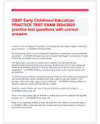 OSAT Early Childhood EducationPRACTICE TEST EXAM 2024/2025  practice test questions with correct  answers