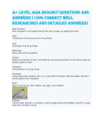 A+ Level AQA Biology questions and answers (100% correct well researched and detailed answers)
