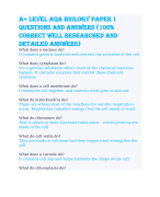 A+ Level AQA Biology questions and answers (100% correct well researched and detailed answers)