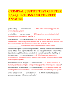 CRIMINAL JUSTICE TEST CHAPTER  1,3,4 QUESTIONS AND CORRECT  ANSWERS
