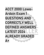 ACCT 2000 LoweArdoin Exam 1 QUESTIONS AND  CORRECTLY WELL  DEFINED ANSWERS  LATEST 2024  ALREADY GRADED  A+