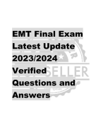 EMT Final Exam Latest Update  2023/2024  Verified  Questions and  Answers